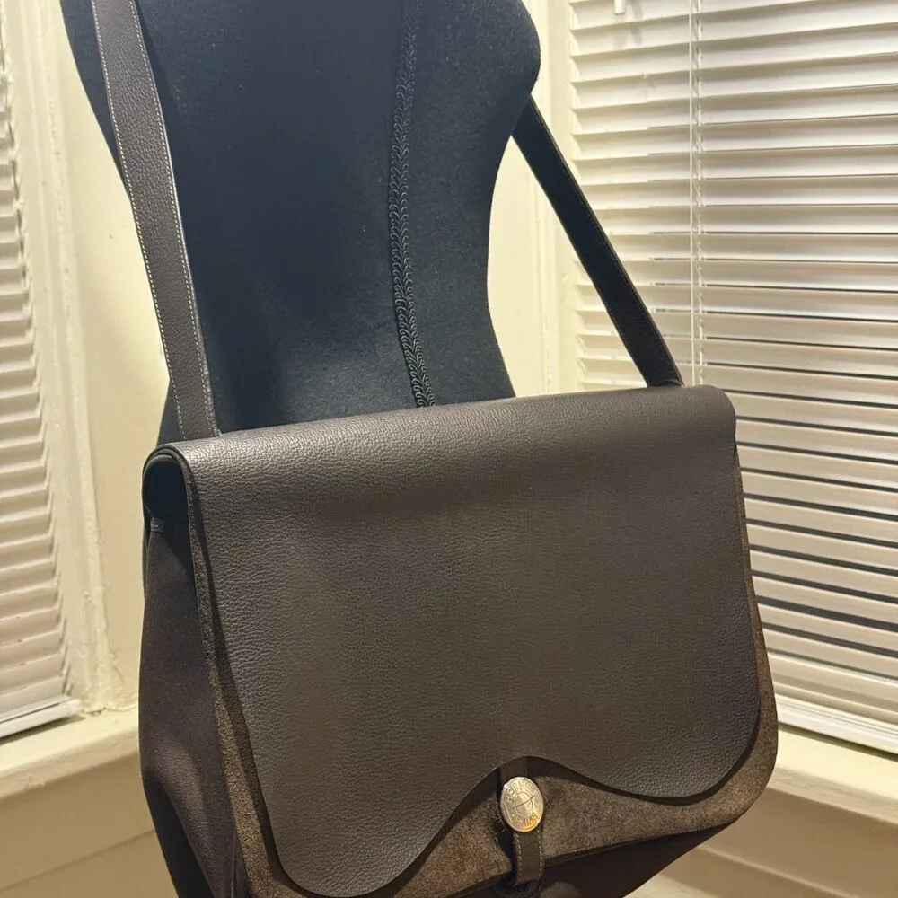 hermes colorado brown messenger briefcase laptop blokecore travel bag